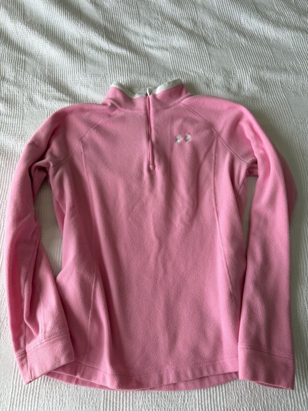 Under Armour Women Pink Long Sleeve 3/4 Zip Fleece Casual Pullover Sweatshirt  S